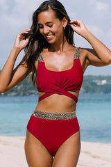 Patchwork Casual Front Wrap Strappy Bikini