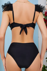 Solid Color Lowkey Hem Wired Ruffle Bikini