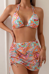 Ripple Print Undeniable Backless Three Pieces