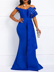 Low Cut Mermaid Beaded Party Maxi Dress