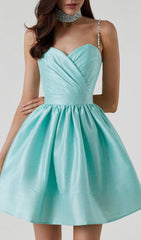 DIAMOND SUSPENDER DRESS IN MINT GREEN