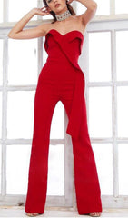 BANDEAU JUMPSUIT IN RED