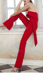 BANDEAU JUMPSUIT IN RED