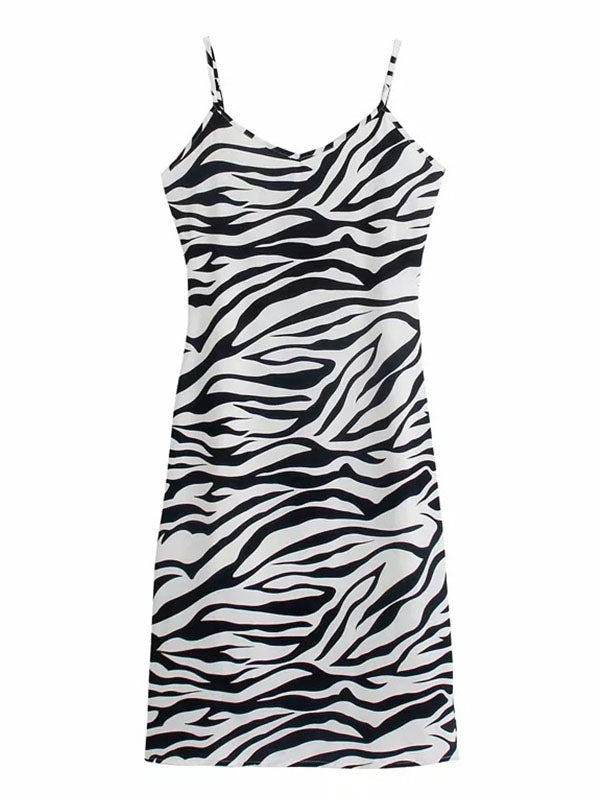 Zebra Stripe Sling Midi Dress