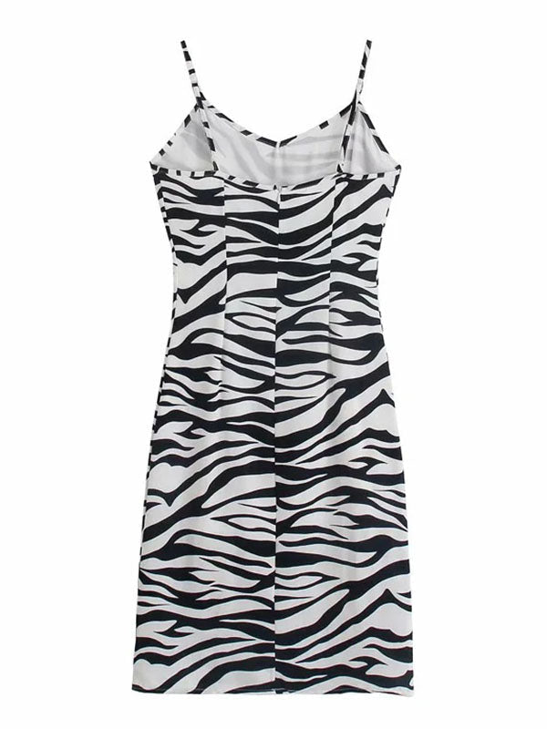 Zebra Stripe Sling Midi Dress