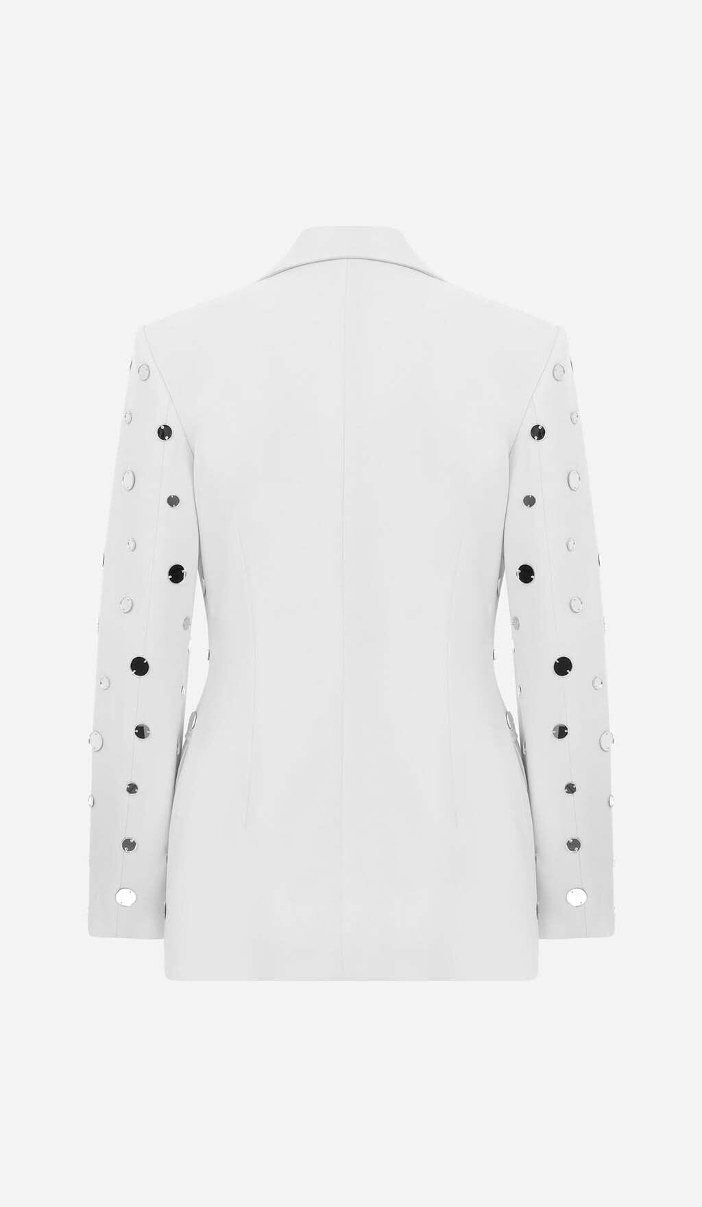 MIRROR SEQUIN DETAIL JACKET IN WHITE