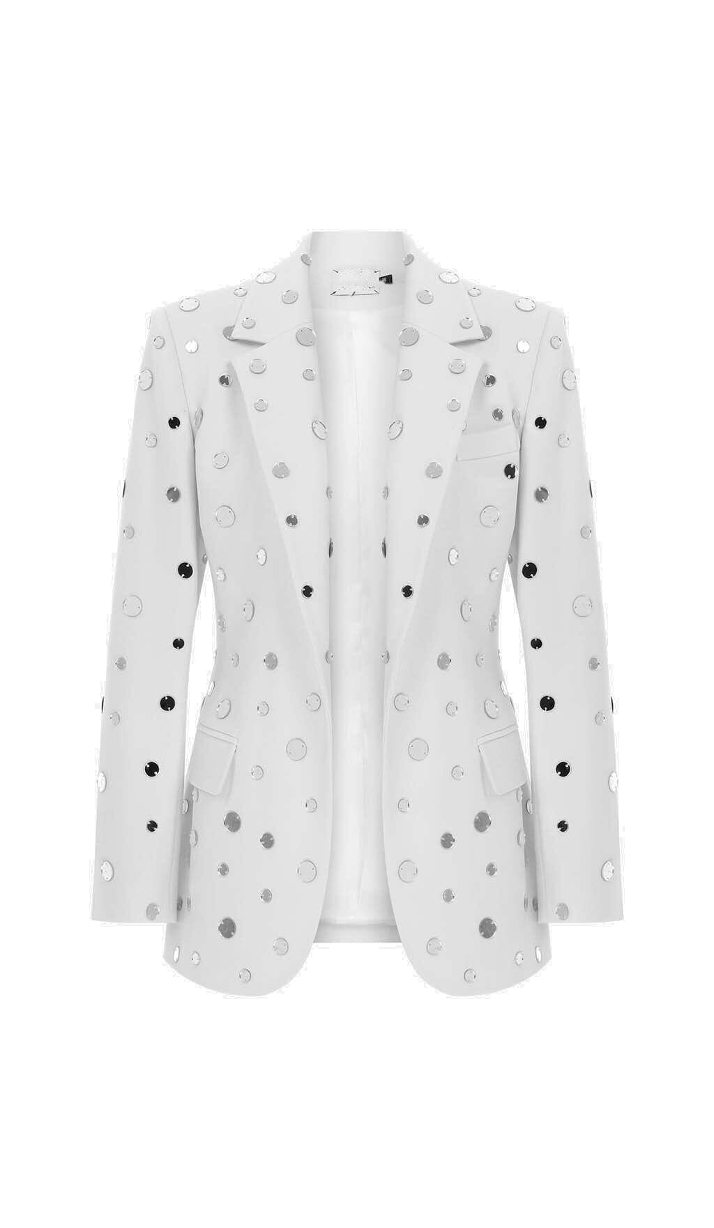 MIRROR SEQUIN DETAIL JACKET IN WHITE
