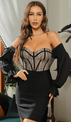 Mesh stitching dress