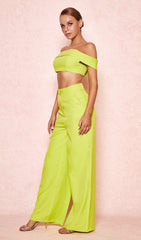 NEON GREEN OFF SHOULDER BANDEAU TOP