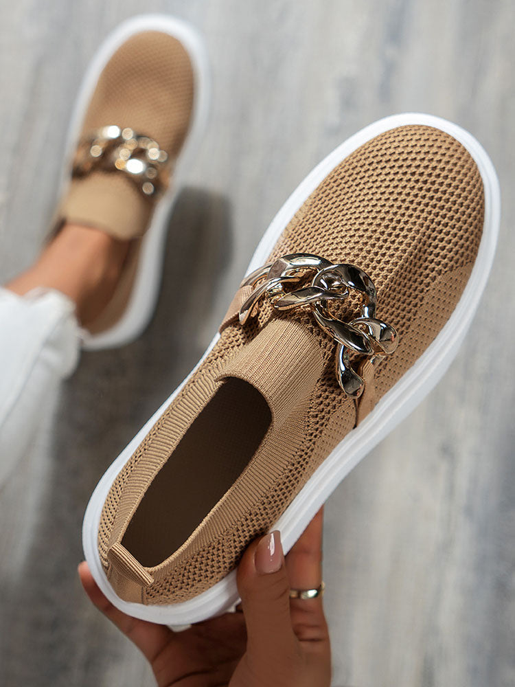 Chain Decor Slip-On Walking Sneakers