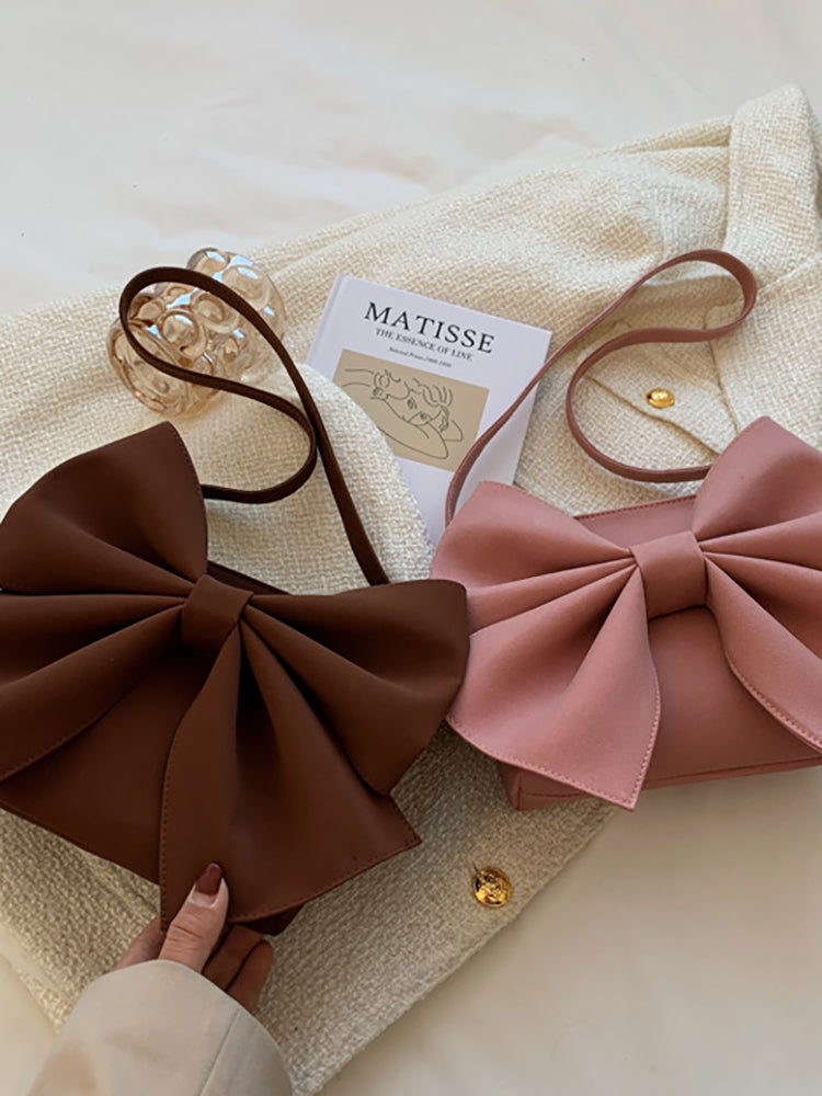 Bow Decor Zipper Square Bag