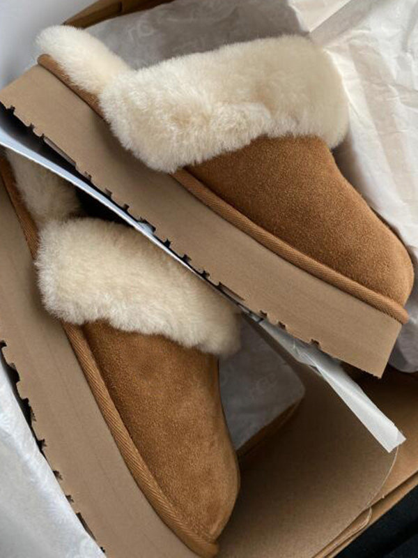 Plush Suede Platform Slider