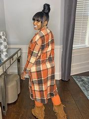 Plaid Button Casual Coat