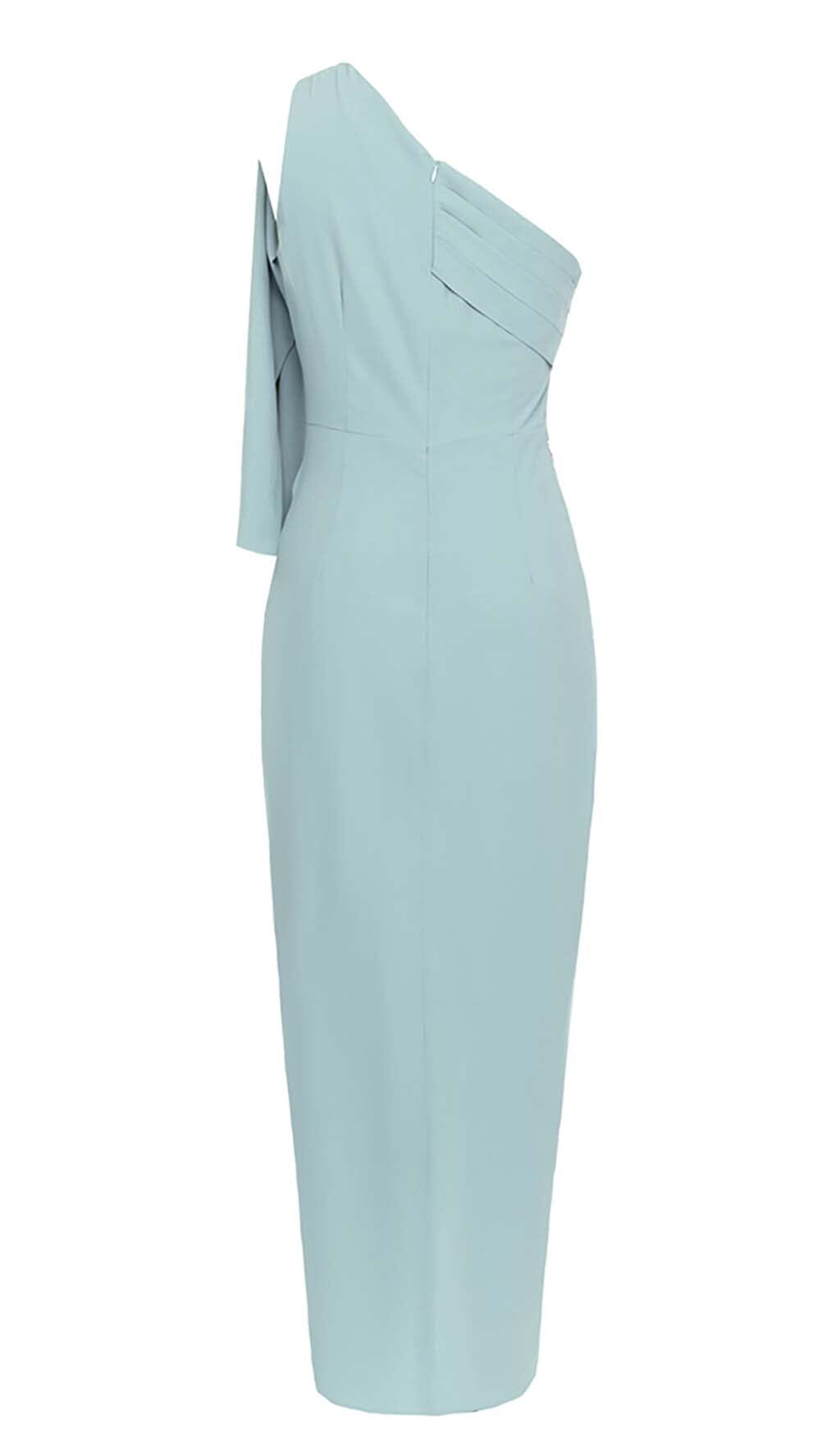 ONE SHOULDER SLIT MAXI DRESS IN PALE BLUE
