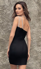 One-shoulder long chain dress