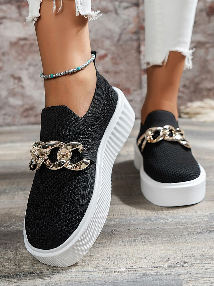 Chain Decor Slip-On Walking Sneakers