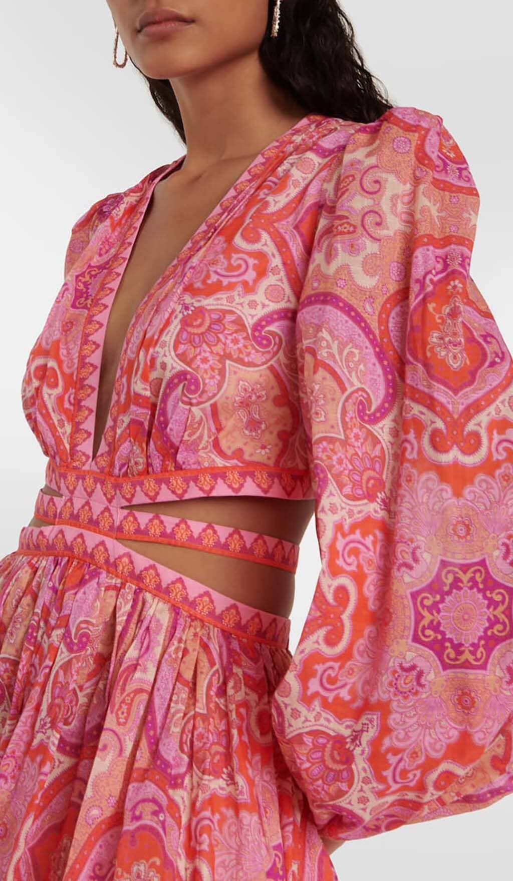 PAISLEY-PRINT CUT-OUT MINI DRESS IN PINK – Aesvs