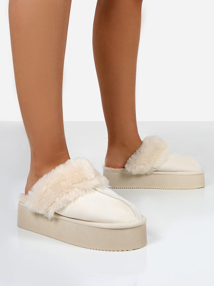 Plush Suede Platform Slider