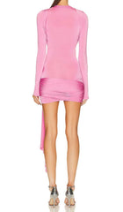 PULL-ON STYLING MINI DRESS IN PINK