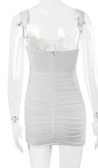 RUCHED MINI DRESS IN WHITE