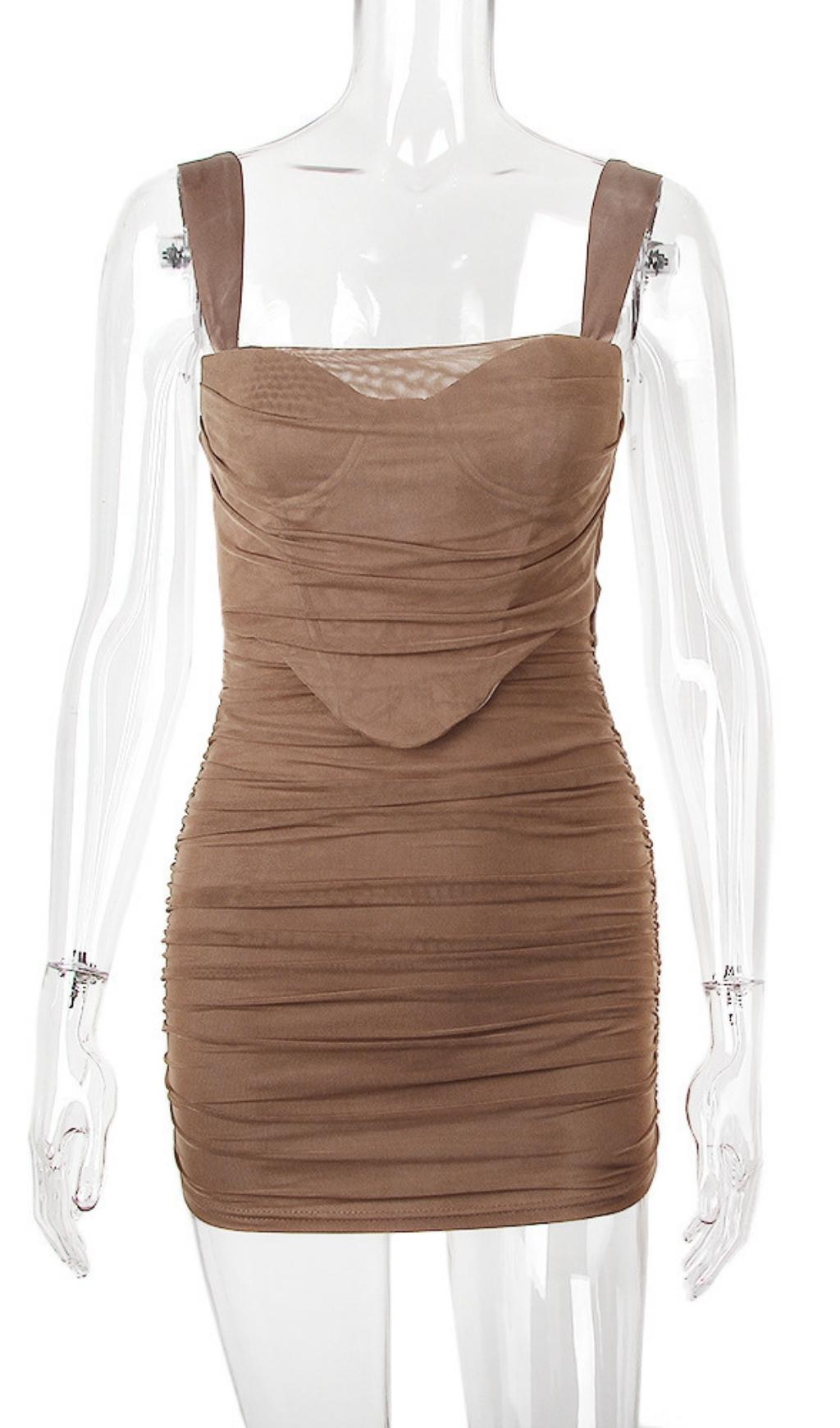 RUCHED MINI DRESS IN WHITE