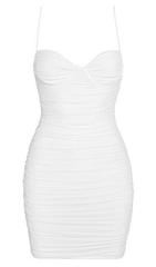 RUCHED MINI DRESS IN WHITE