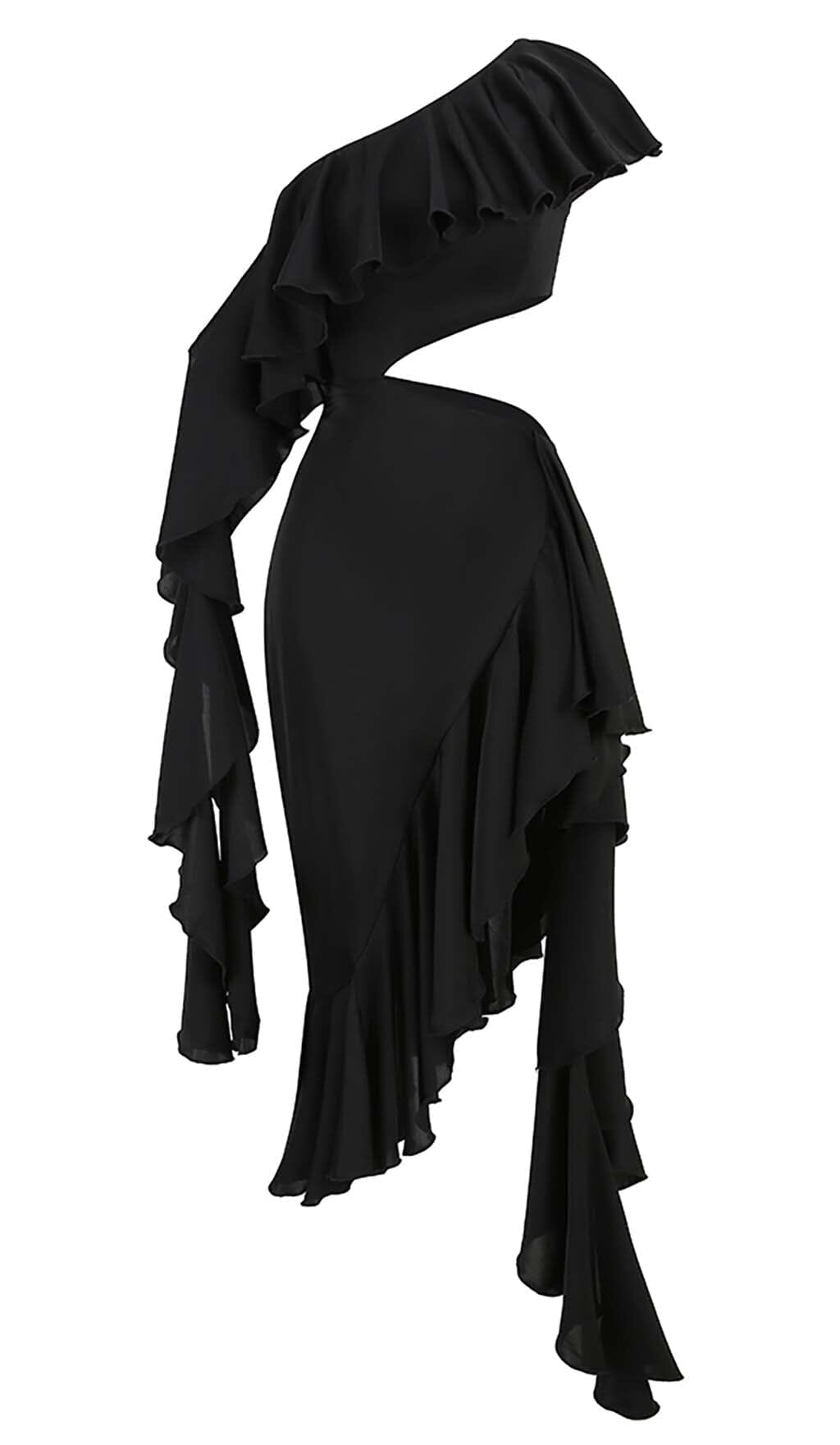 Long Asymmetrical Ruffles RUFFLES ASYMMETRICAL MAXI DRESS – Aesvs