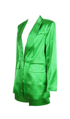 SATIN BLAZER SUIT IN GREEN