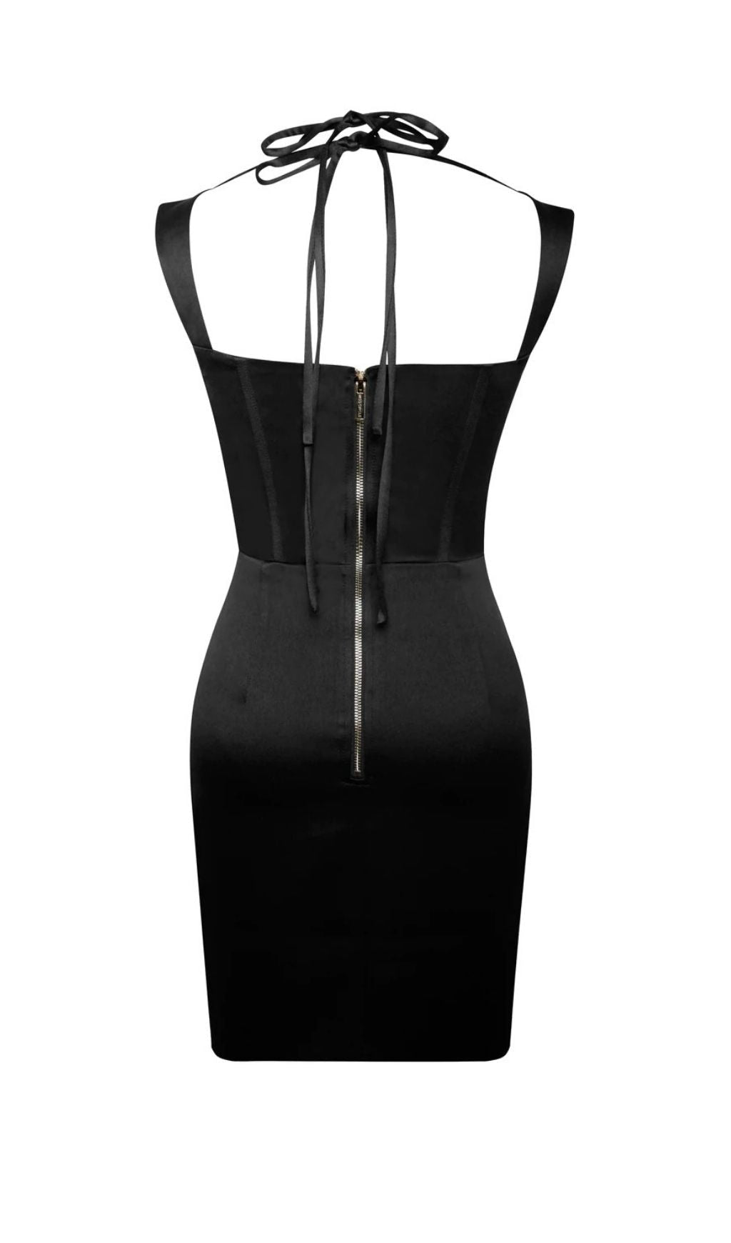 SATIN CORSET MINI DRESS IN BLACK