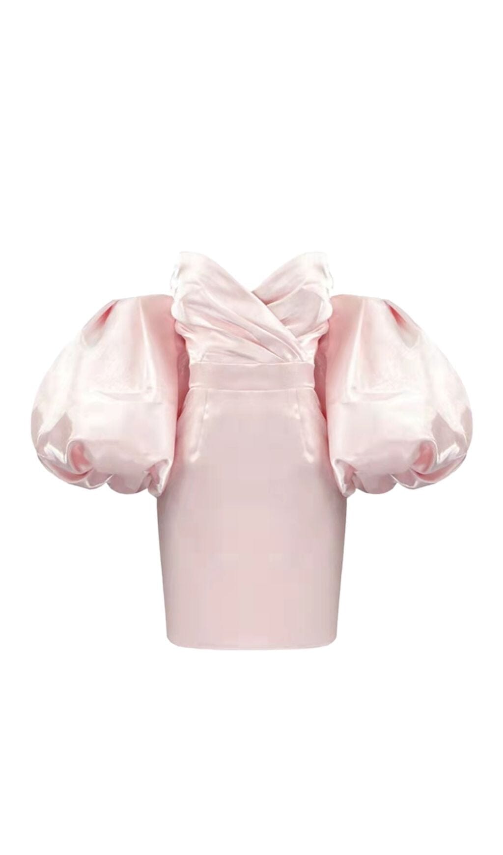 SATIN PUFF SLEEVE MINI DRESS IN PINK