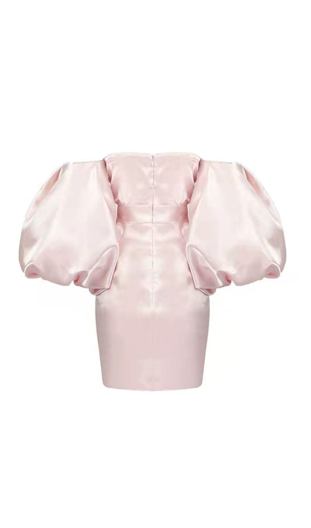 SATIN PUFF SLEEVE MINI DRESS IN PINK