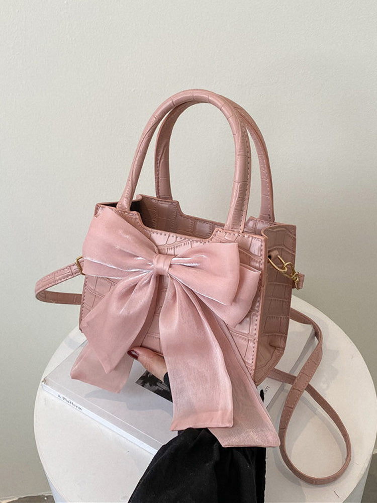 Bow Decor PU Square Bag