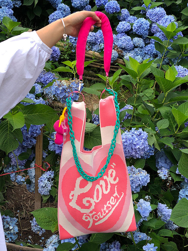 LOVE Heart Pattern Crochet Bag