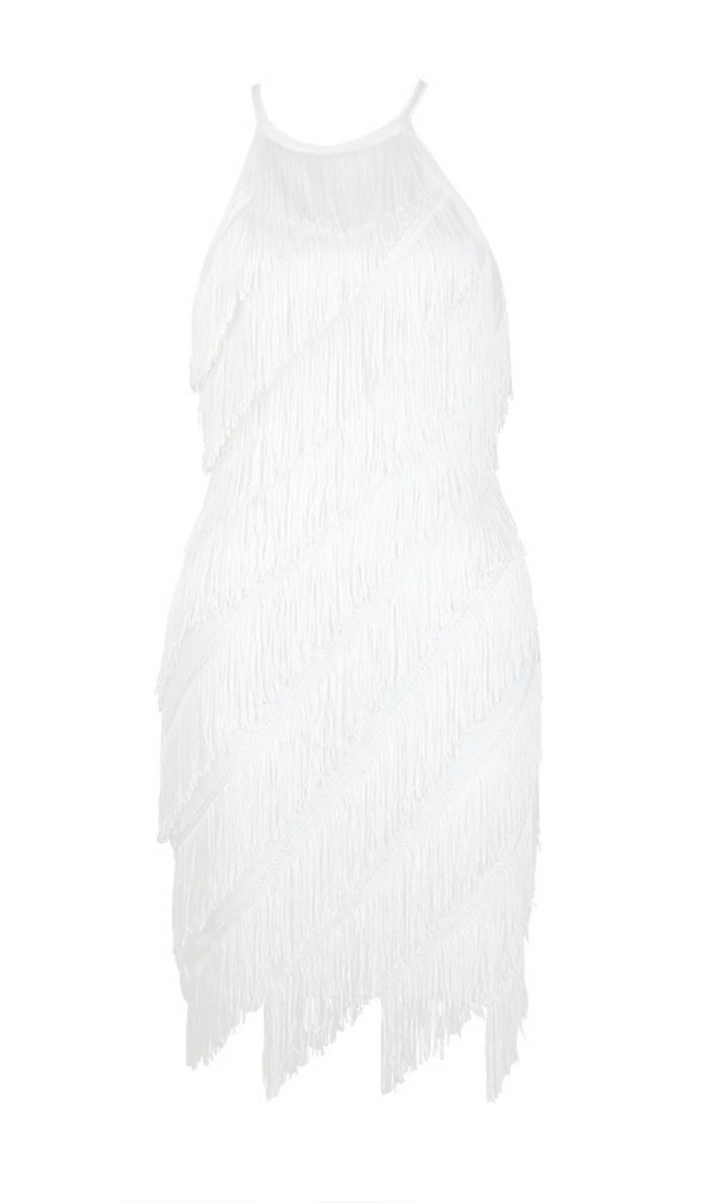 TASSELS MIDI DRESS IN WHITE