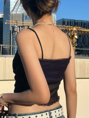 Patchwork Mesh Crop Cami Top