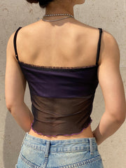 Patchwork Mesh Crop Cami Top