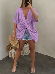 Loose Twist V-Neck Top