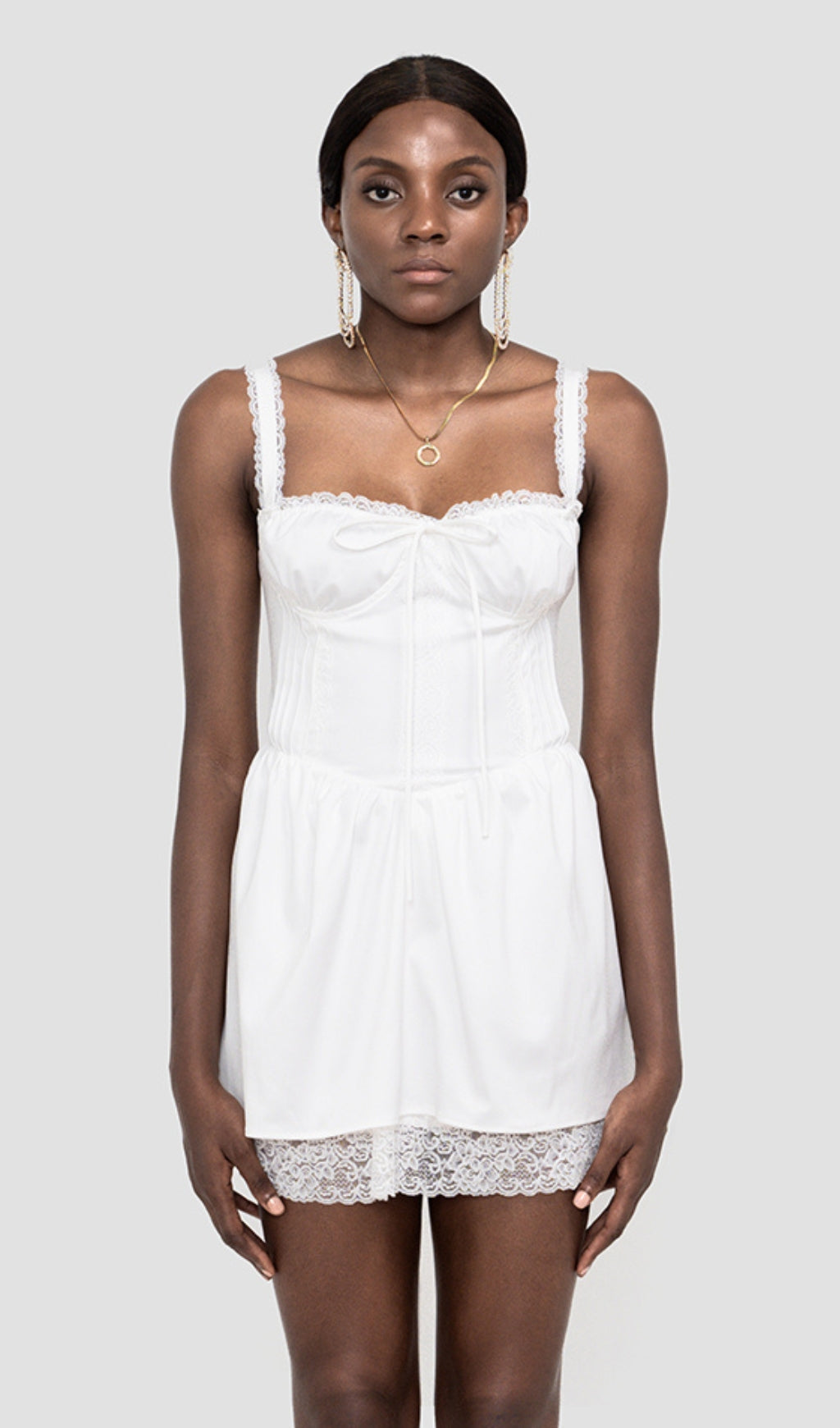 LACE CORSET MINI DRESS IN WHITE – Aesvs