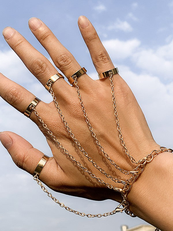 Men's Detachable Finger Ring Chain Bracelet