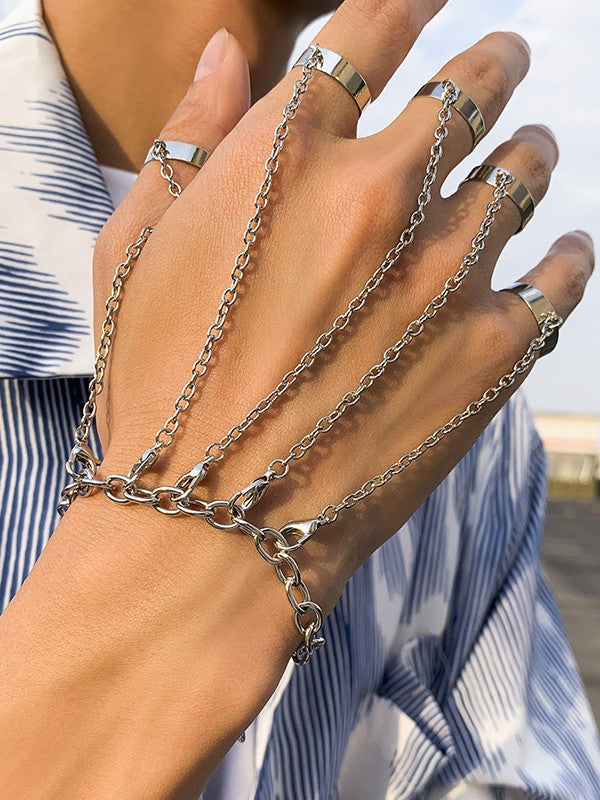 Men's Detachable Finger Ring Chain Bracelet