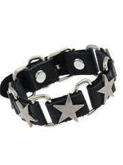Metal Star Charm Pu Leather Bracelet