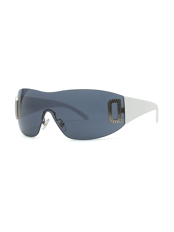 Metal Embellish Rimless Futuristic Sunglasses