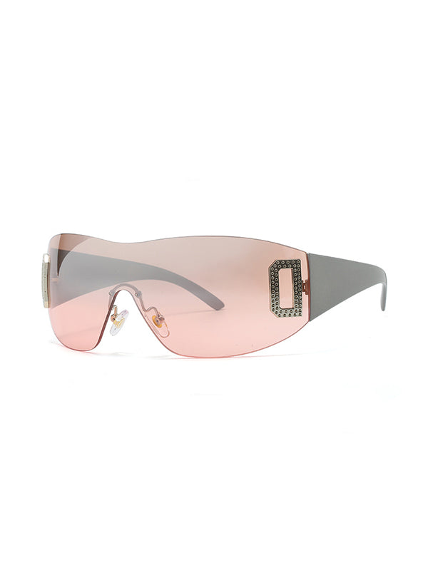 Metal Embellish Rimless Futuristic Sunglasses