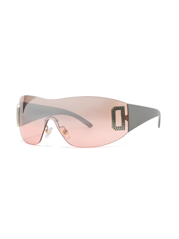 Metal Embellish Rimless Futuristic Sunglasses