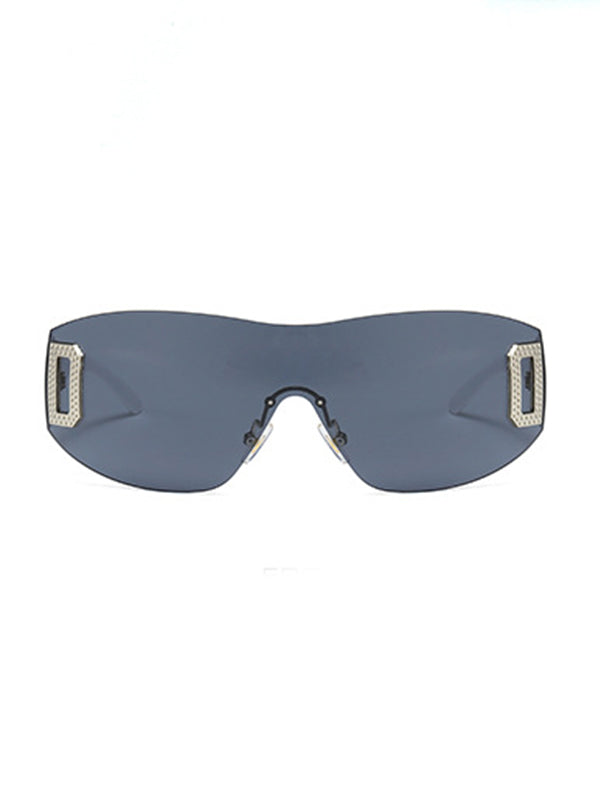 Metal Embellish Rimless Futuristic Sunglasses