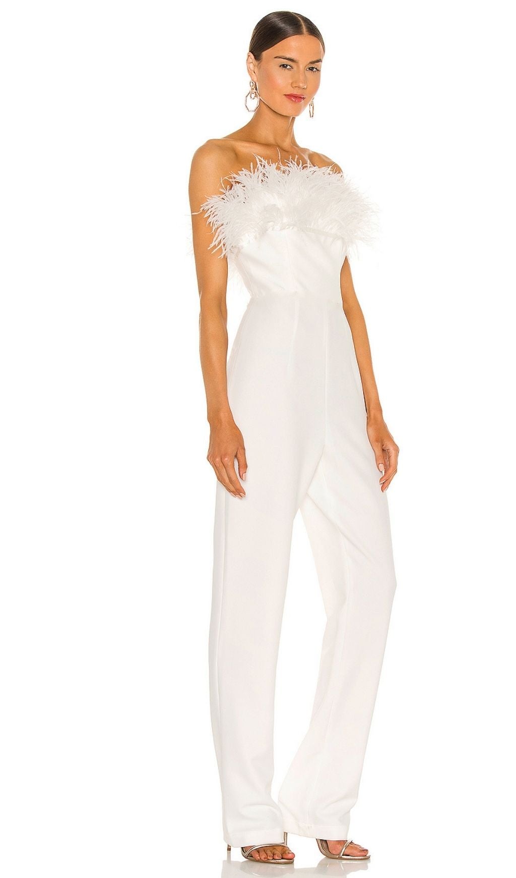 WHITE FEATHER JUMPSUIT