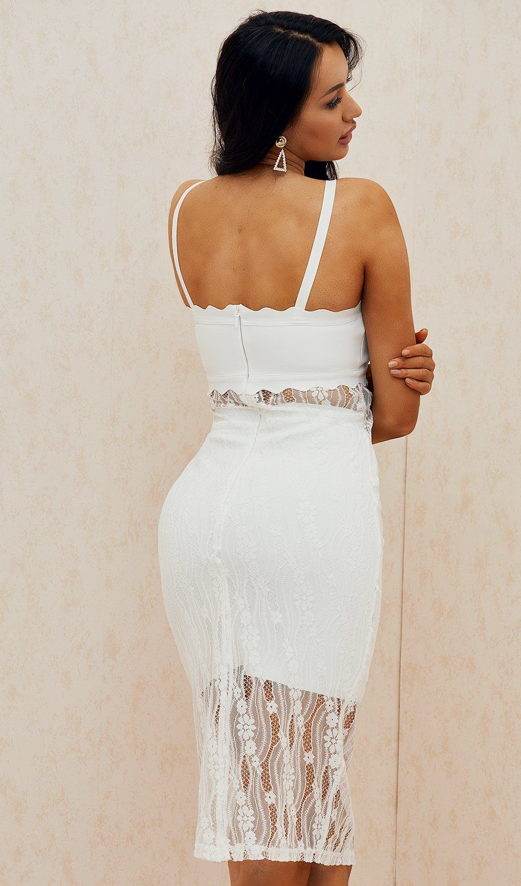 WHITE SPAGHETTI STRAP LACE MINI DRESS – Aesvs