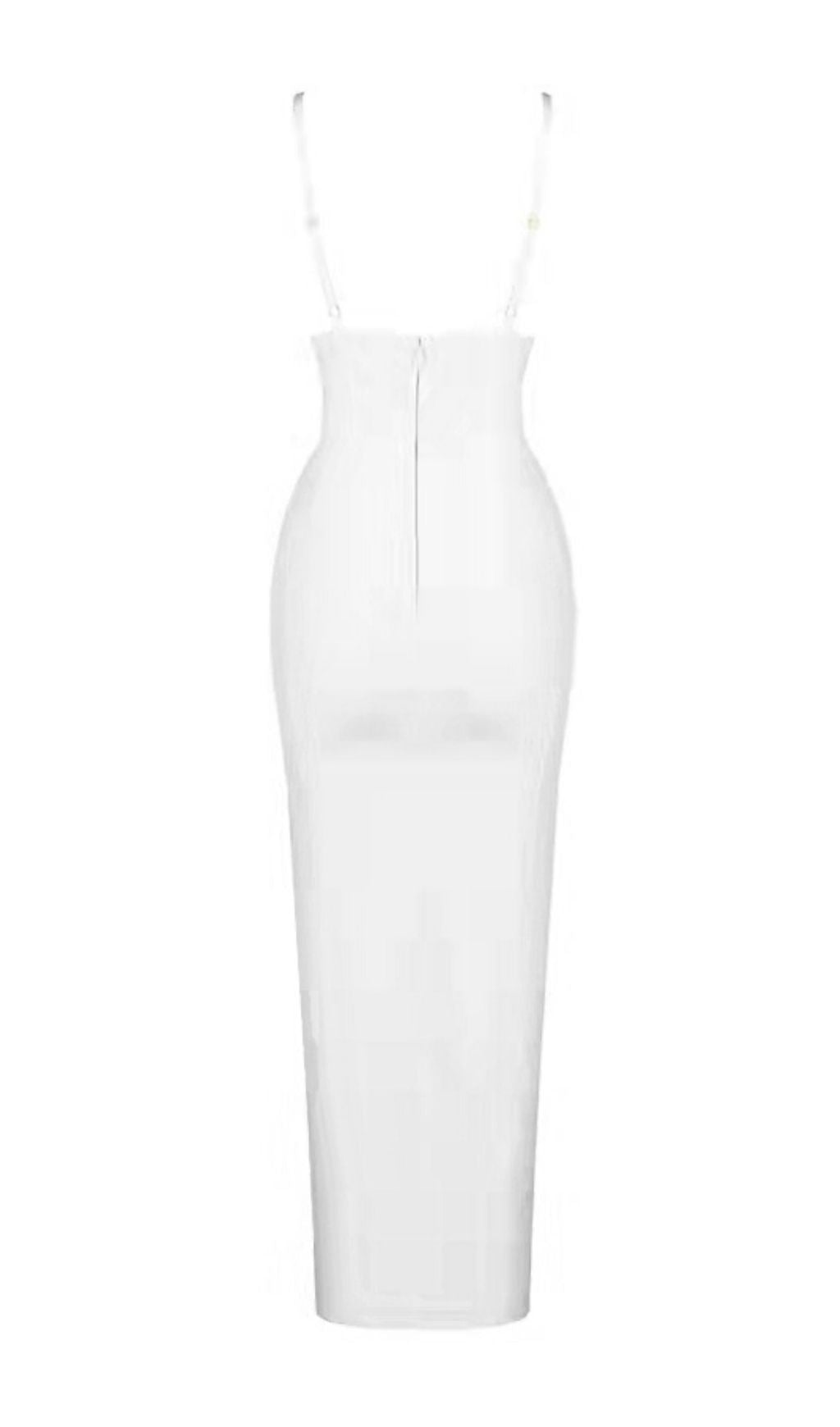 WHITE SWEETHEART NECKLINE BANDAGE DRESS