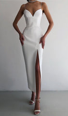 WHITE SWEETHEART NECKLINE BANDAGE DRESS