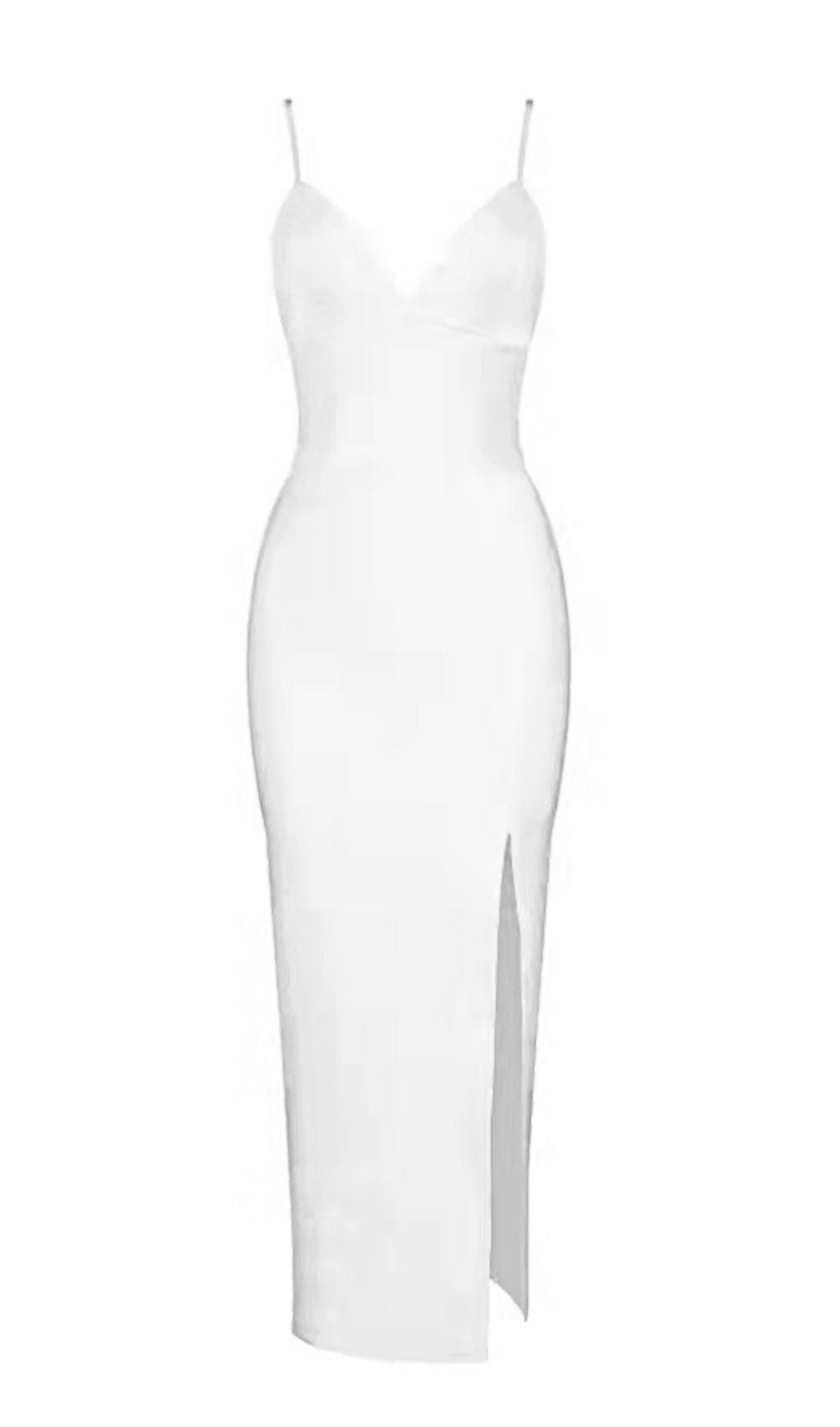 WHITE SWEETHEART NECKLINE BANDAGE DRESS